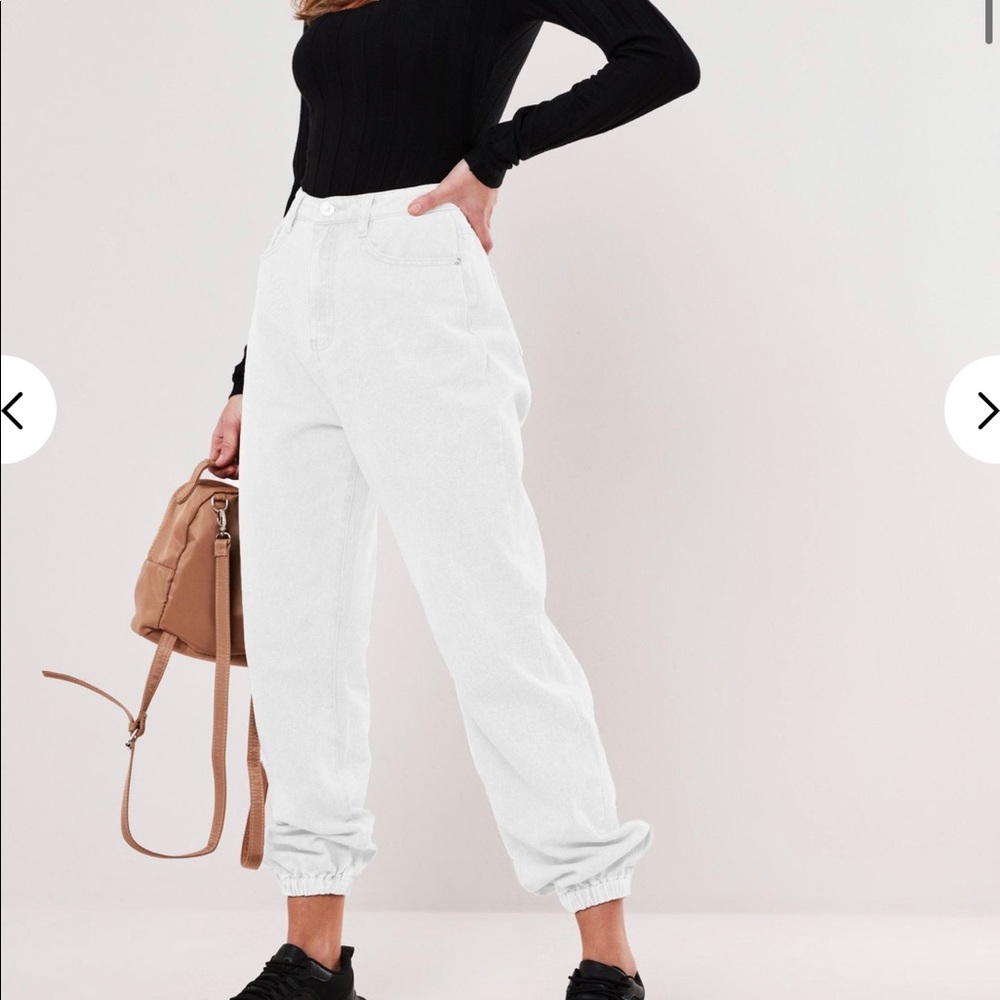 Tall White Riot High Waisted Jogger Jean